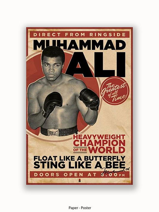 Muhammad Ali  Vintage  Float Like A Butterfly Sting Like A Bee Poster