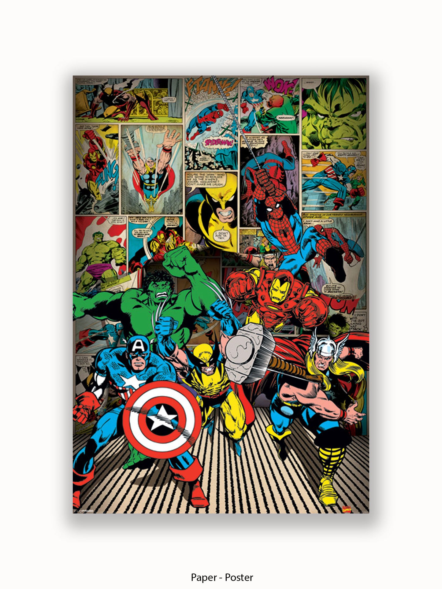 Marvel  Here Come The Heroes  Retro Poster