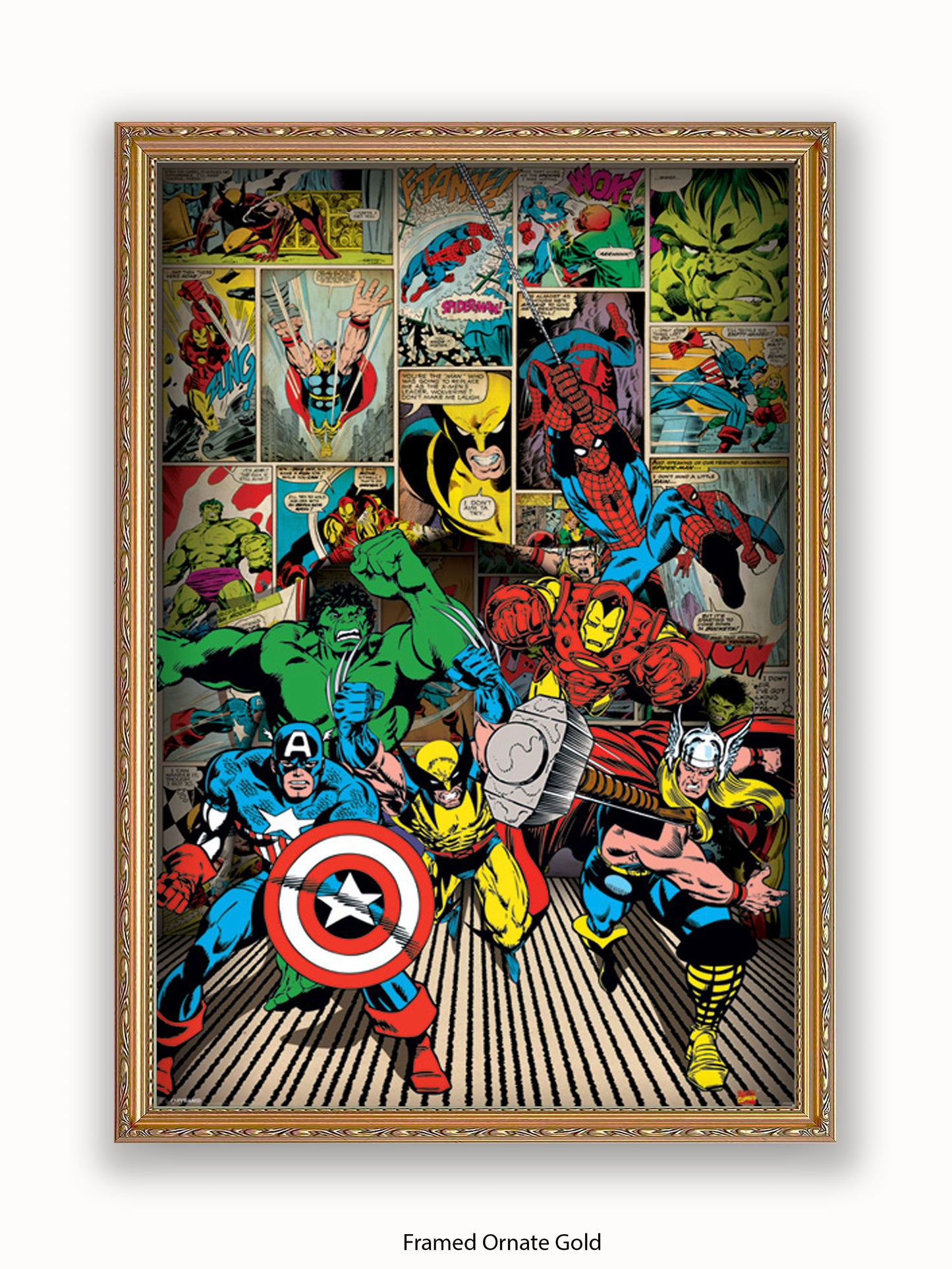 Marvel  Here Come The Heroes  Retro Poster