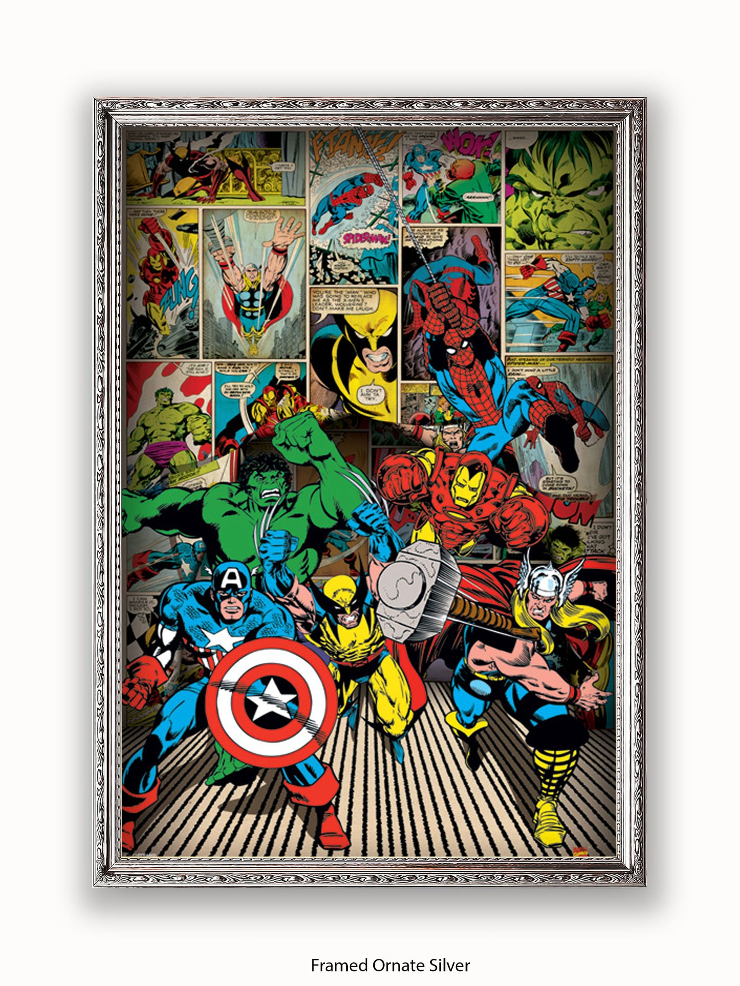 Marvel  Here Come The Heroes  Retro Poster