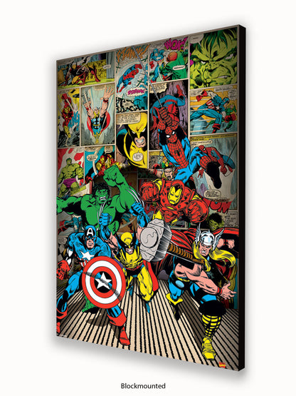Marvel  Here Come The Heroes  Retro Poster