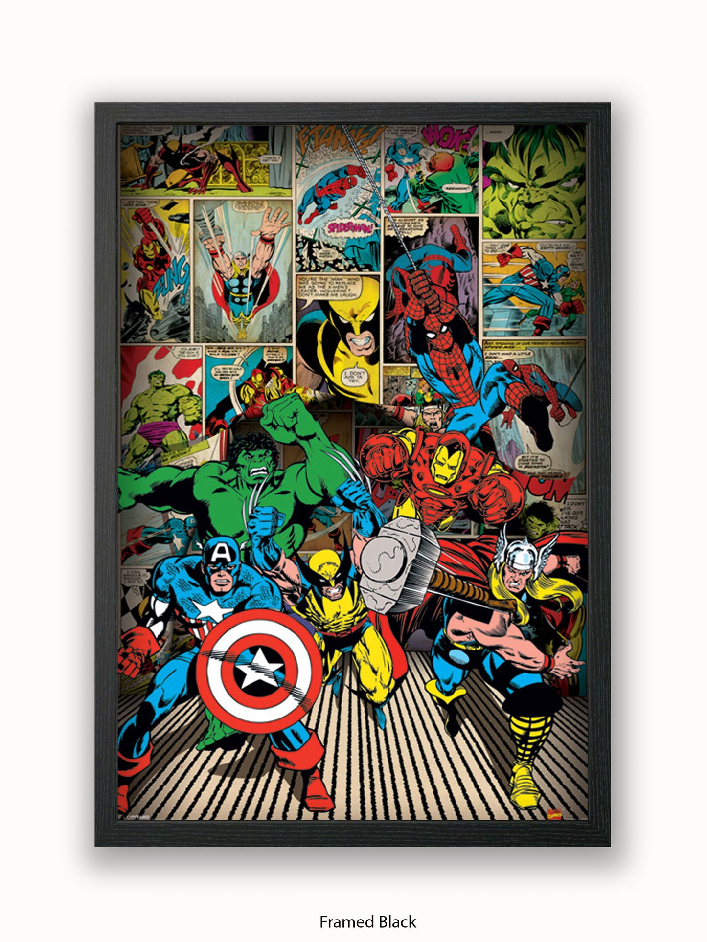 Marvel  Here Come The Heroes  Retro Poster