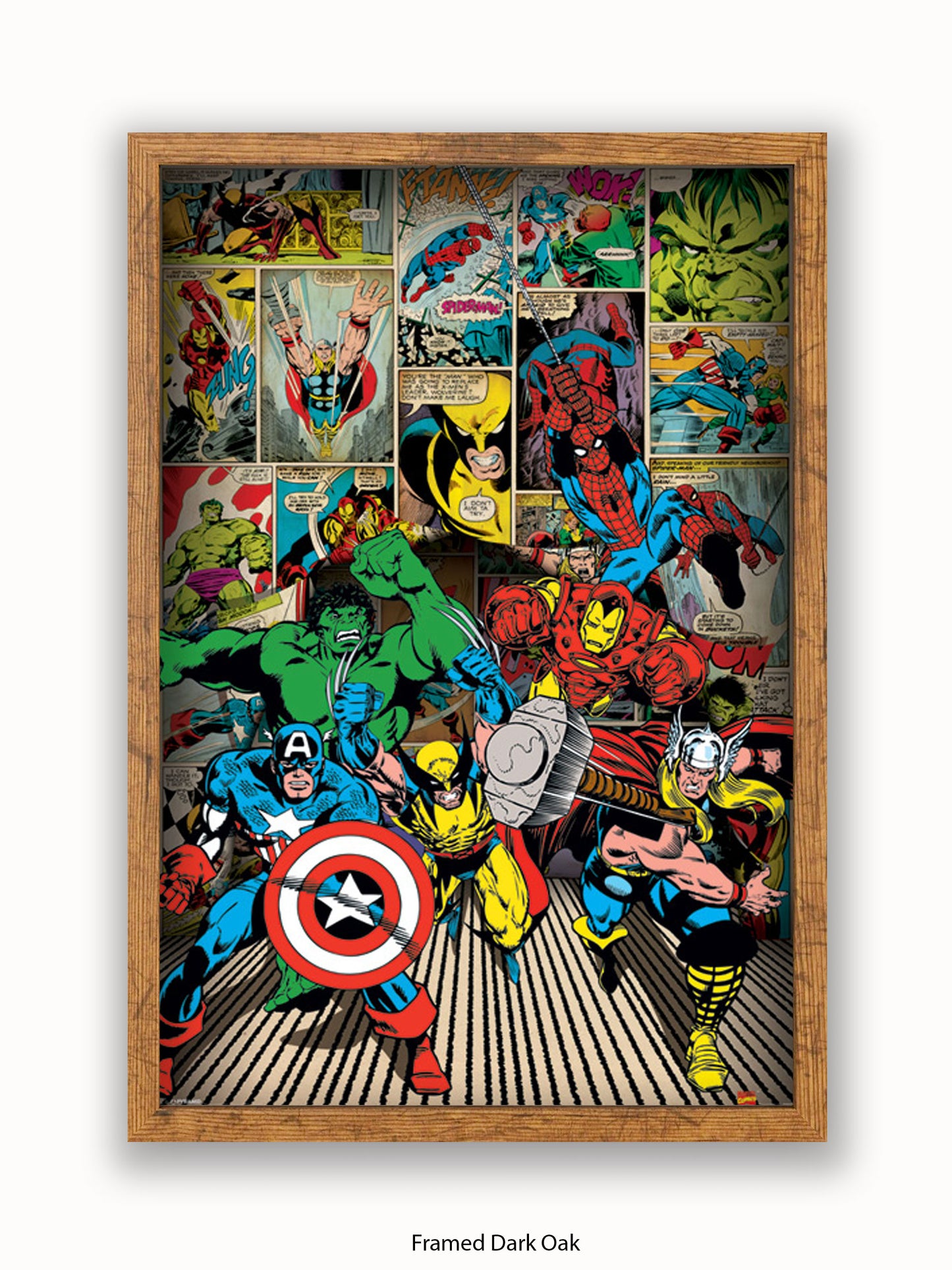Marvel  Here Come The Heroes  Retro Poster