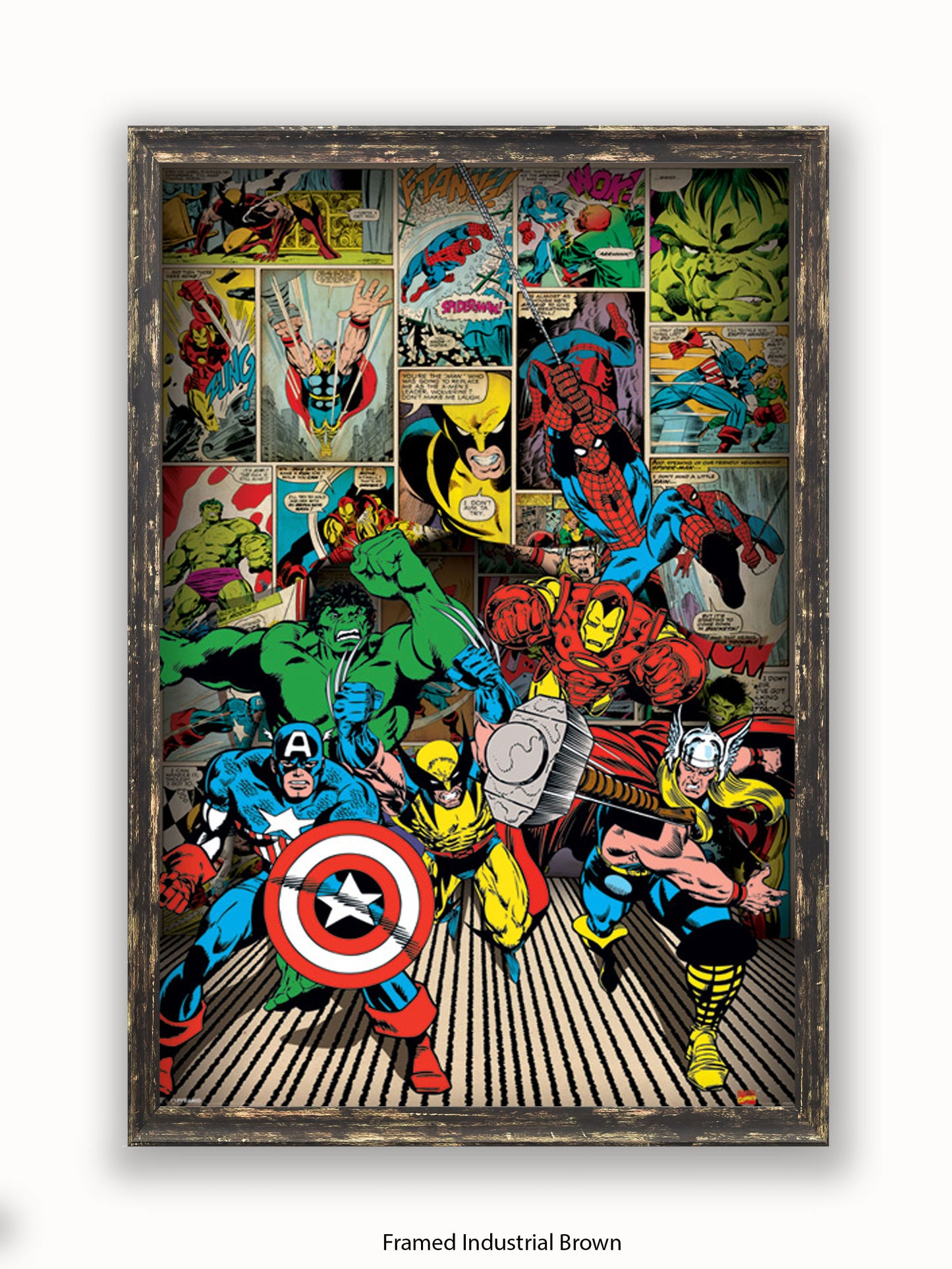 Marvel  Here Come The Heroes  Retro Poster