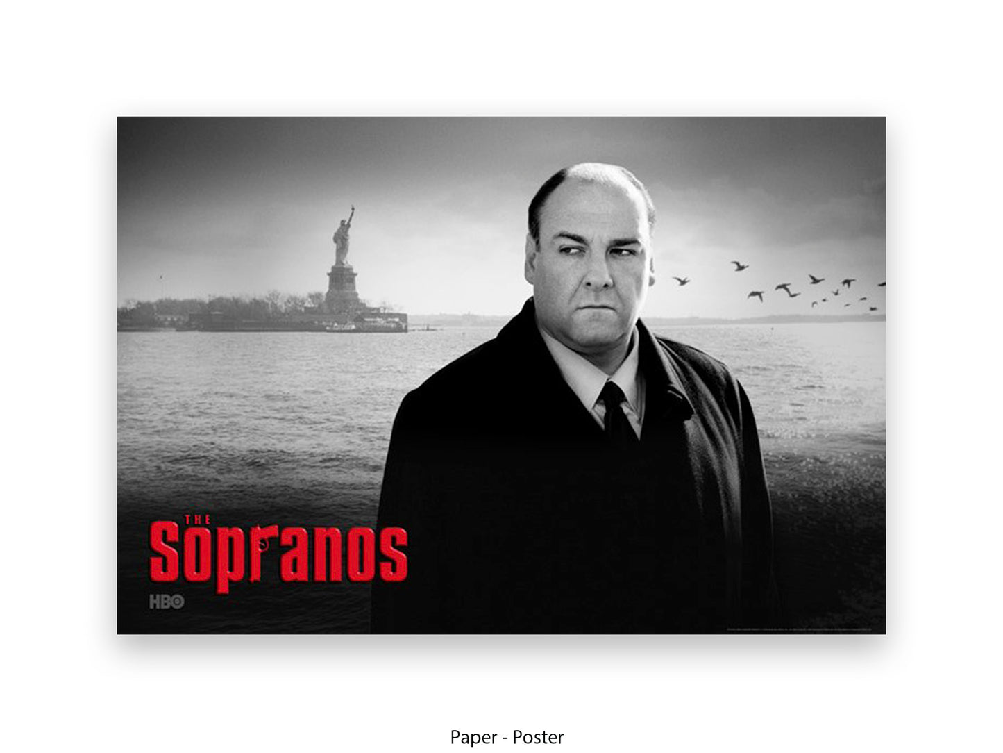 The Sopranos landscape poster featuring Tony Sprano, Liberty Statue in the background