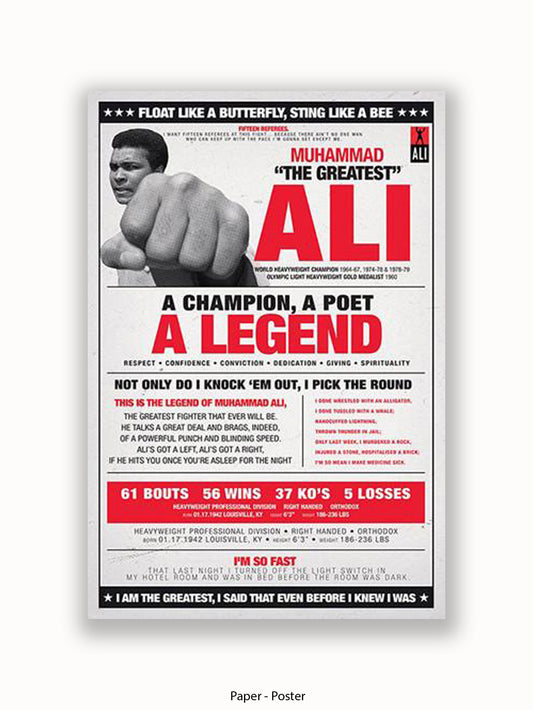 Muhammad Ali  Champion  Poet  Legend Poster