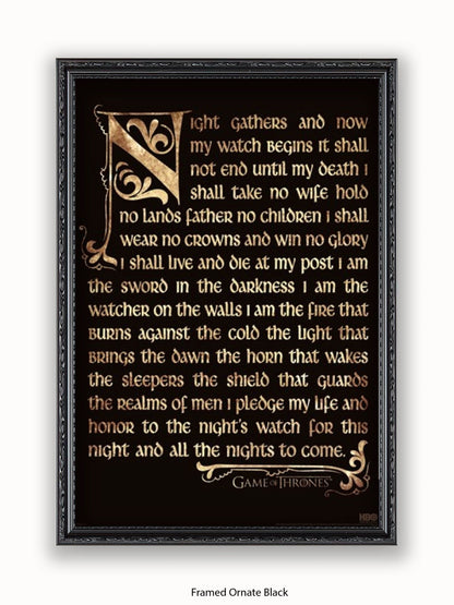Game Of Thrones  Nightwatch Oath Poster