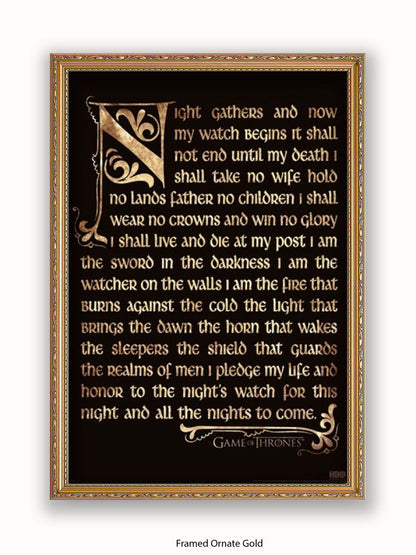 Game Of Thrones  Nightwatch Oath Poster