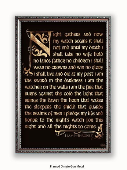 Game Of Thrones  Nightwatch Oath Poster