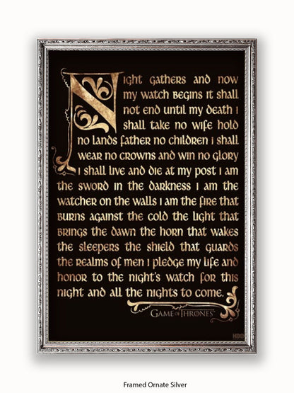Game Of Thrones  Nightwatch Oath Poster