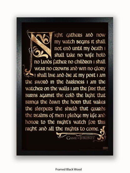 Game Of Thrones  Nightwatch Oath Poster