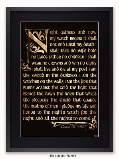 Game Of Thrones  Nightwatch Oath Poster
