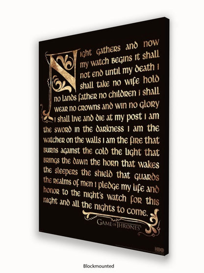 Game Of Thrones  Nightwatch Oath Poster