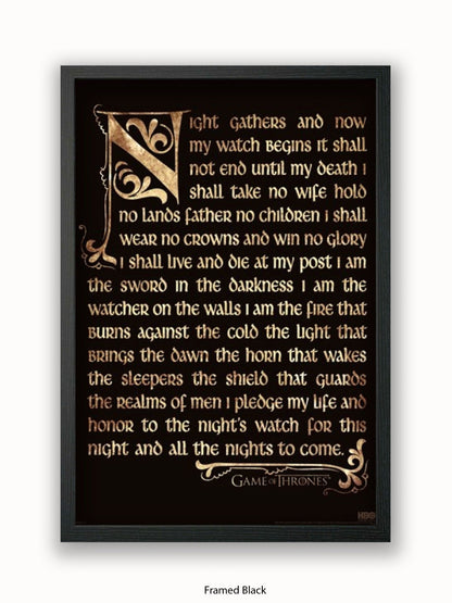 Game Of Thrones  Nightwatch Oath Poster