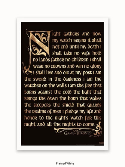 Game Of Thrones  Nightwatch Oath Poster