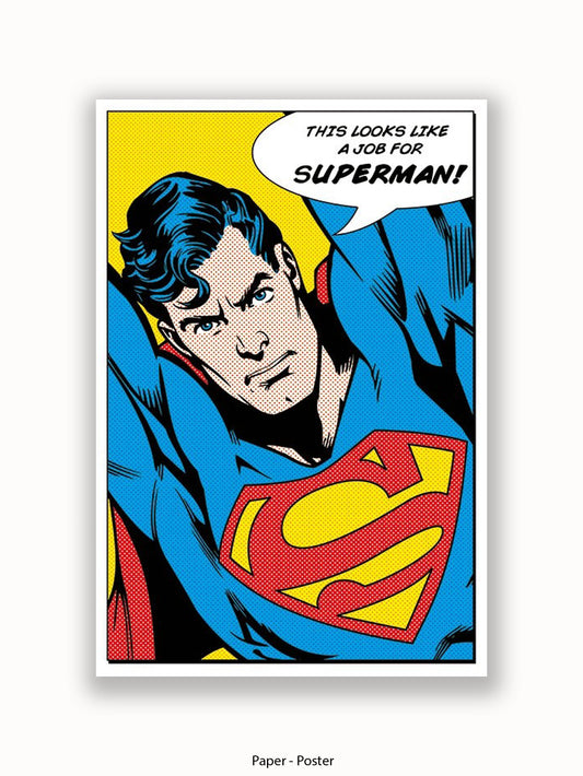 Superman  This Looks Like A Job For Superman  Retro Poster