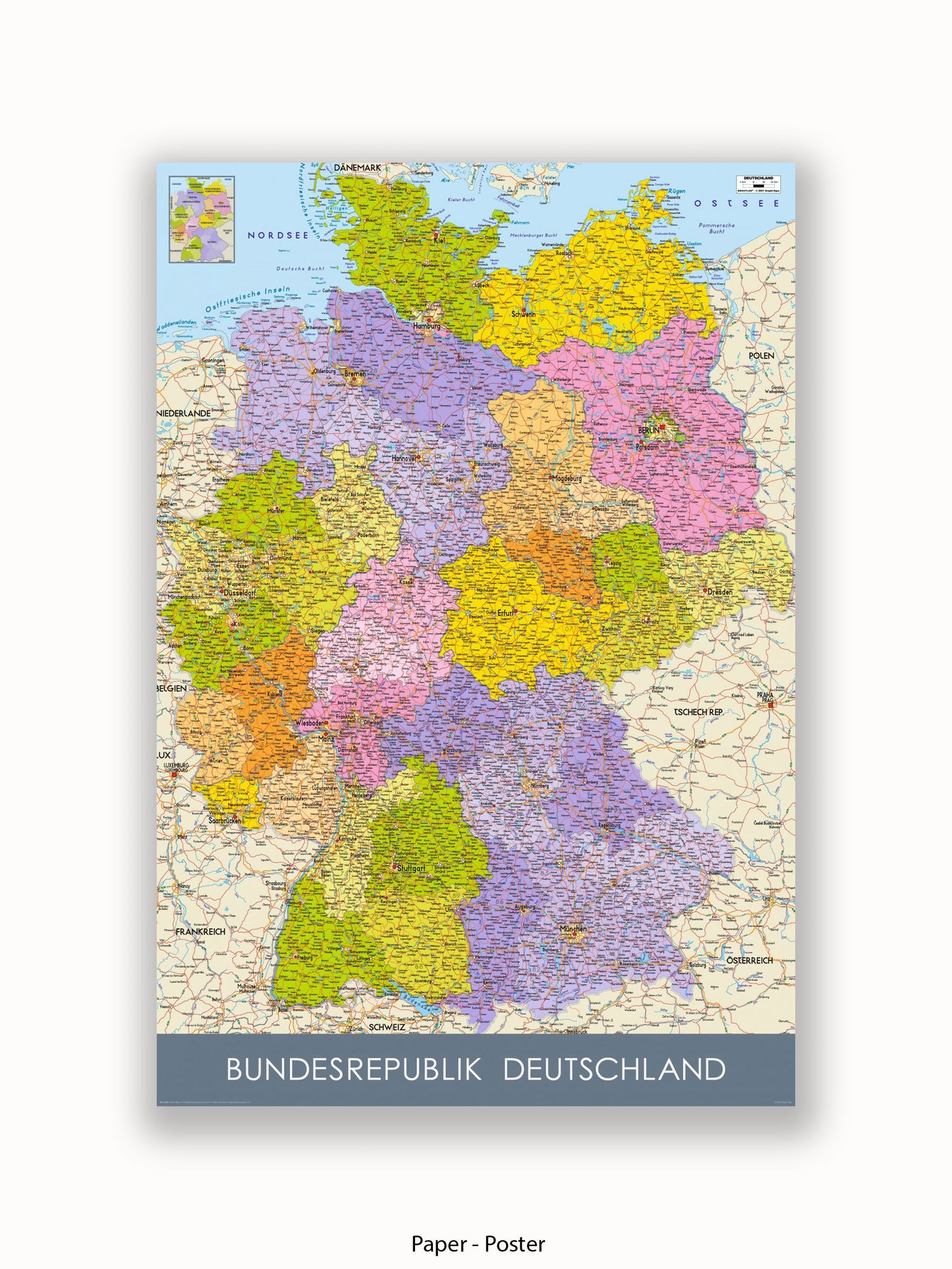 Germany Map II German Language Poster