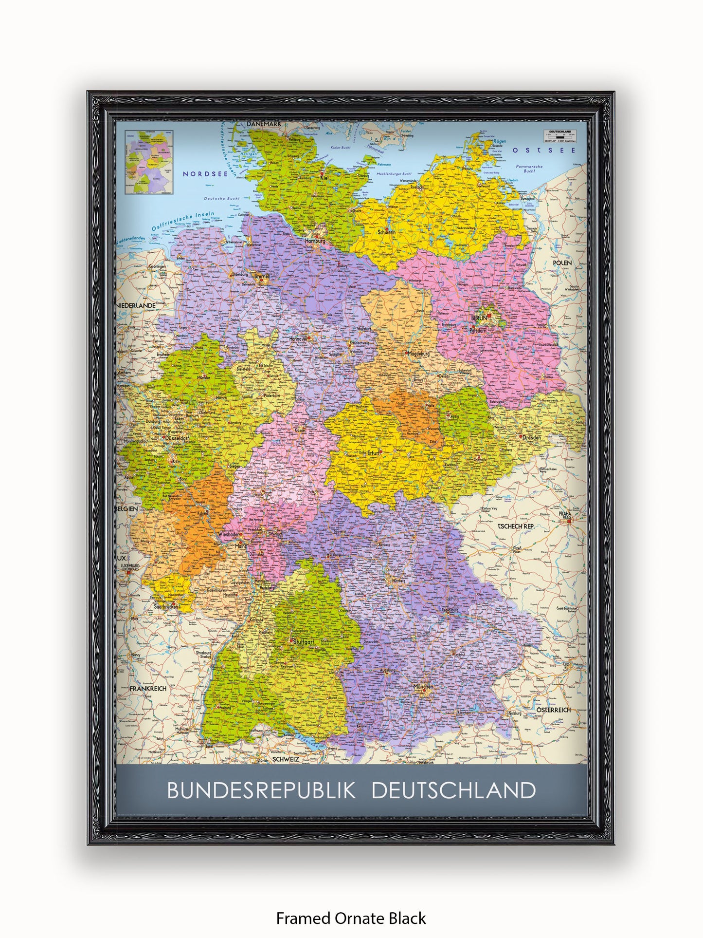 Germany Map II German Language Poster