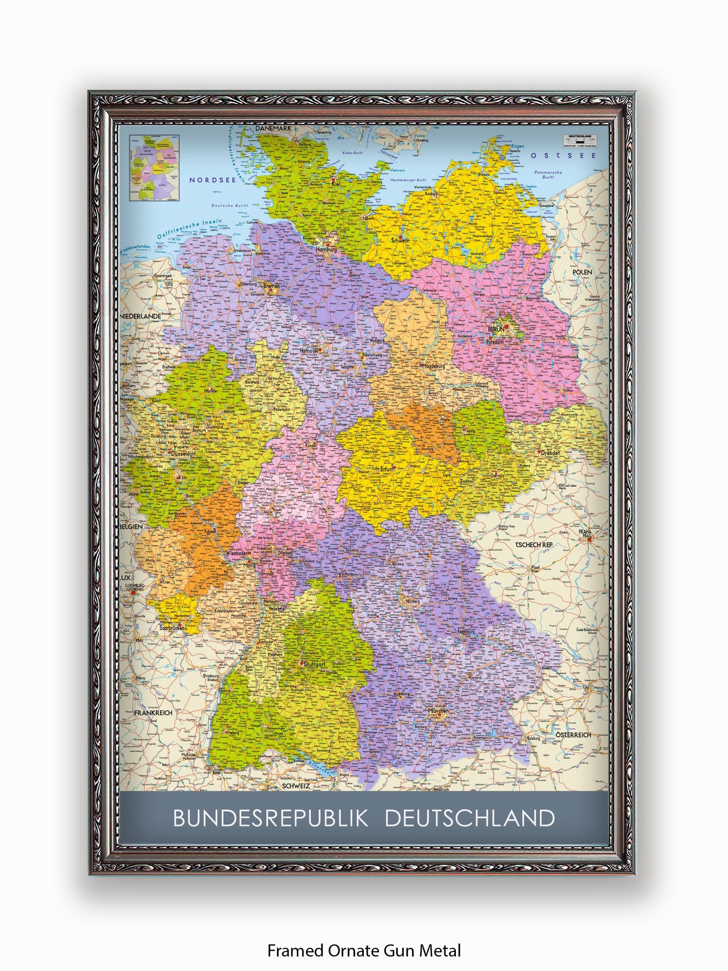 Germany Map II German Language Poster