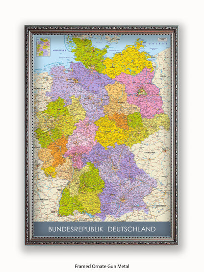 Germany Map II German Language Poster