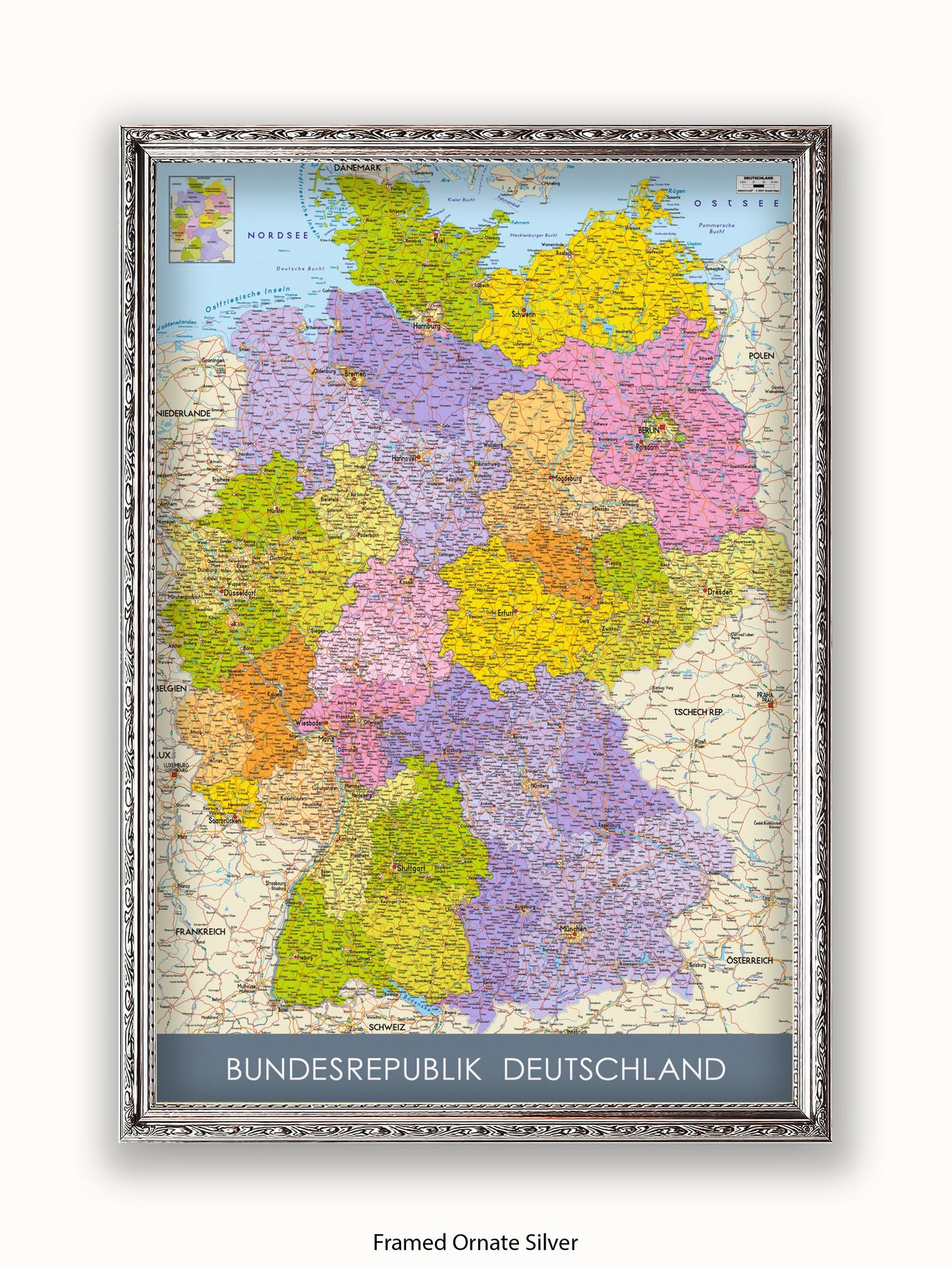 Germany Map II German Language Poster