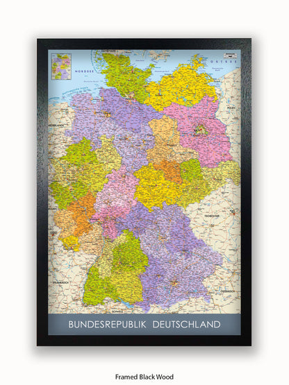 Germany Map II German Language Poster