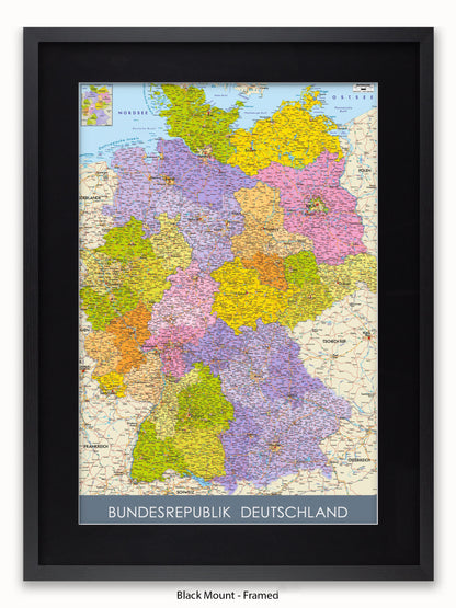 Germany Map II German Language Poster