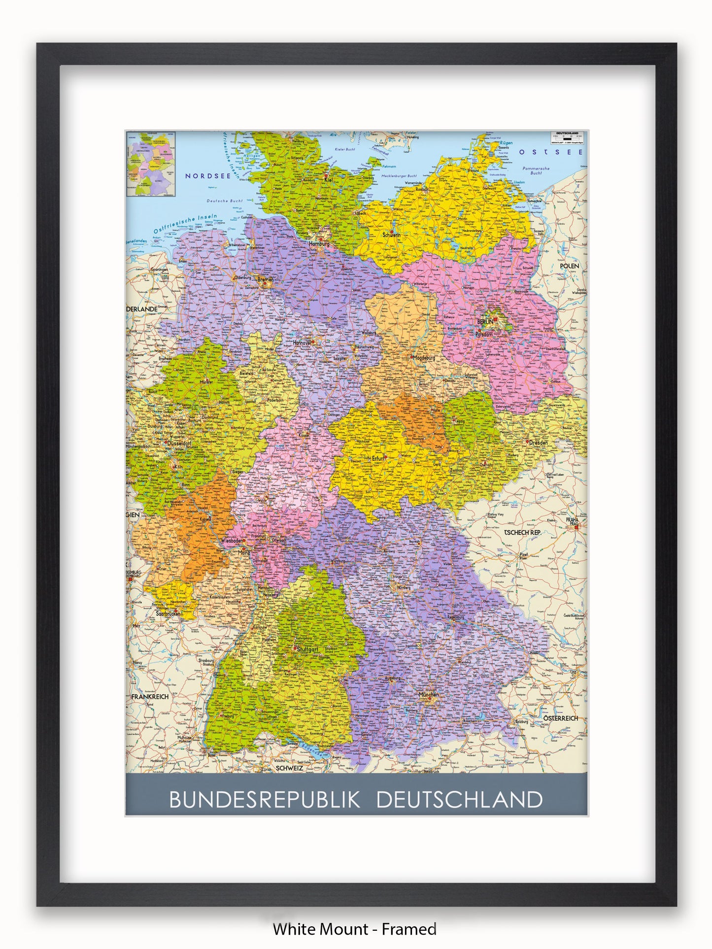 Germany Map II German Language Poster