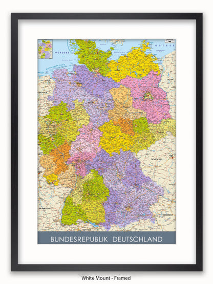 Germany Map II German Language Poster