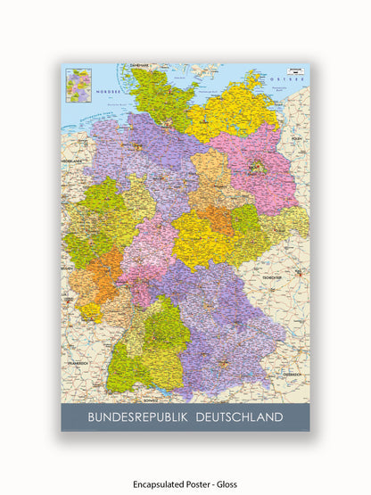 Germany Map II German Language Poster