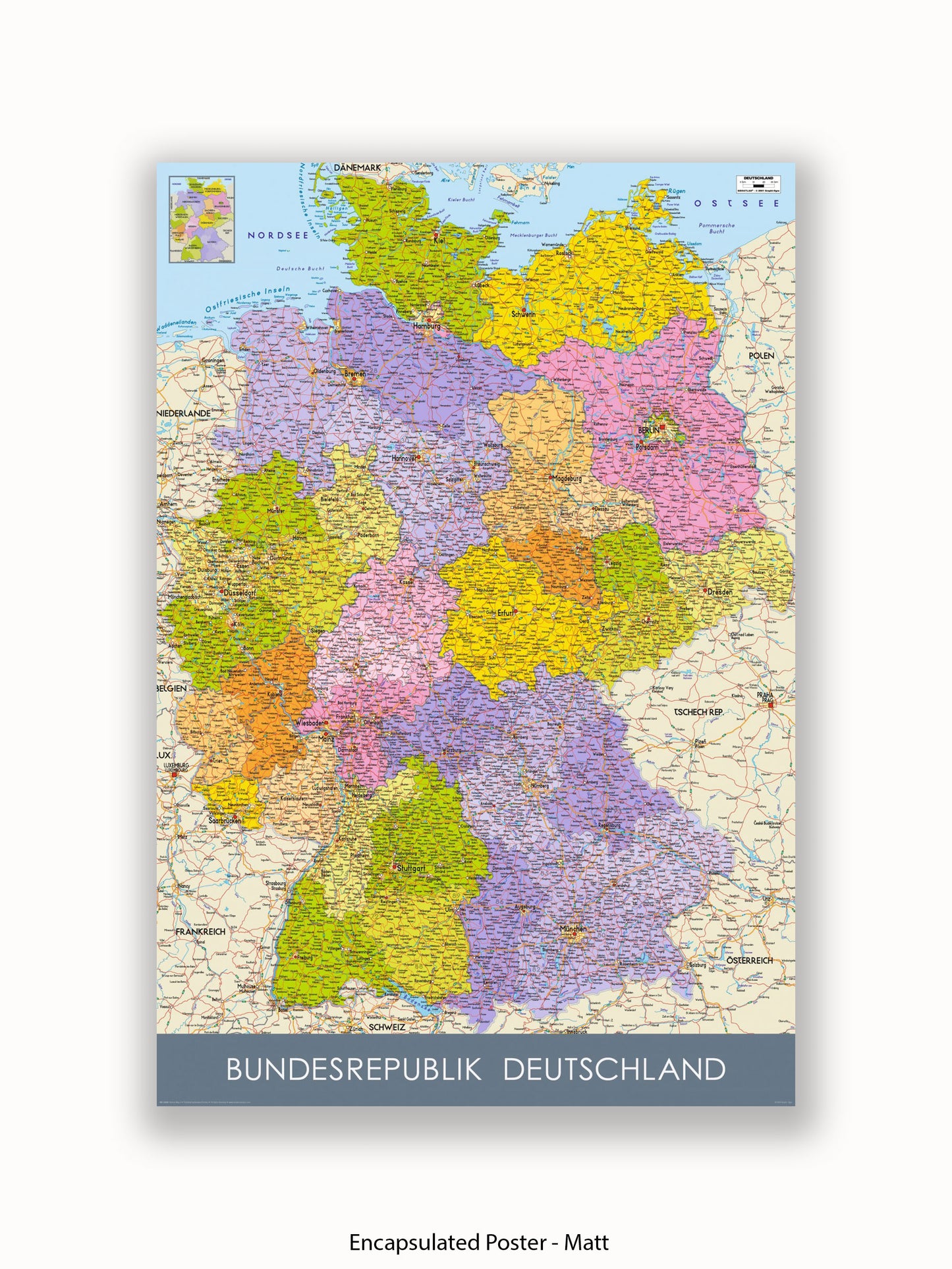 Germany Map II German Language Poster