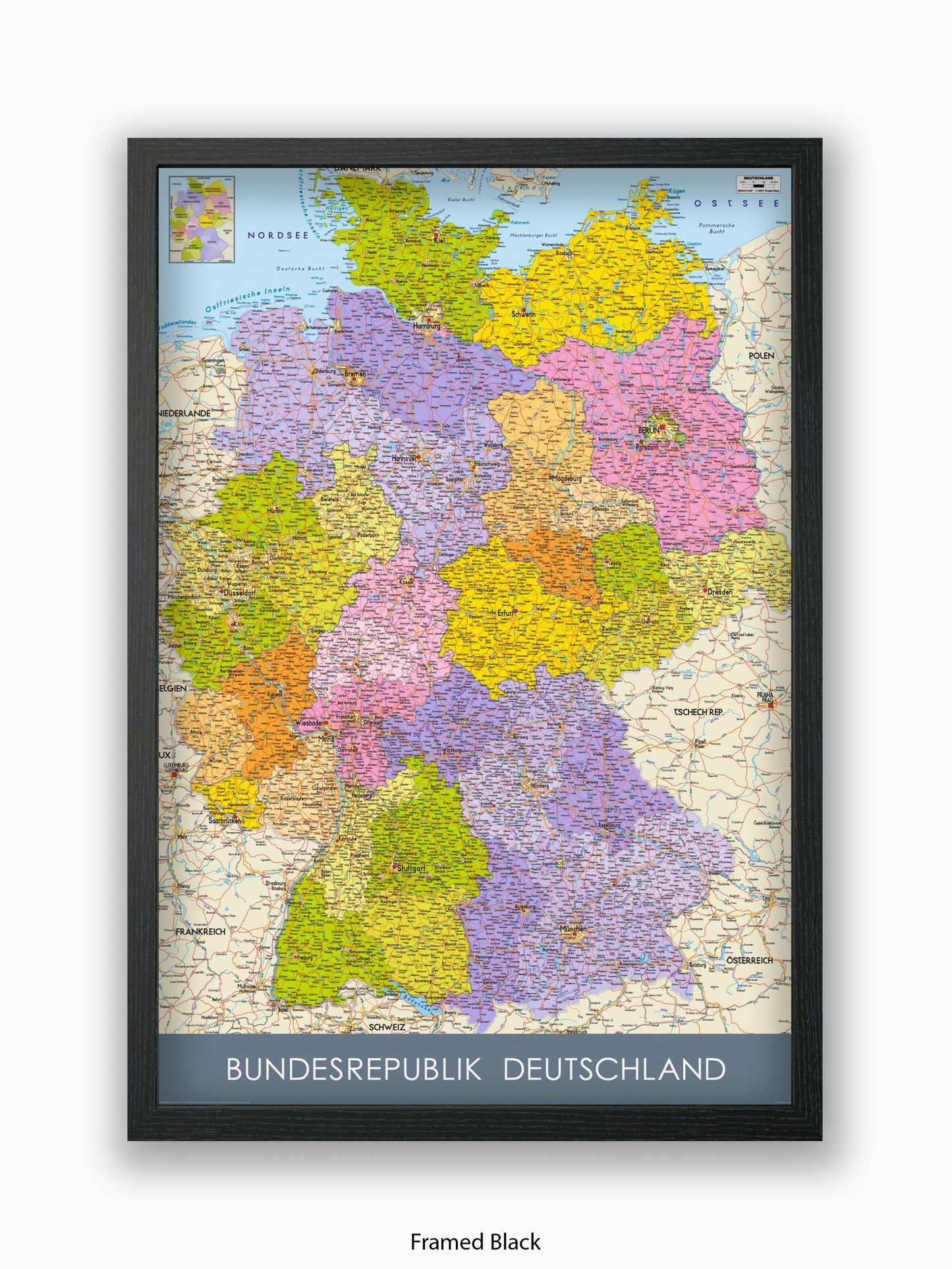 Germany Map II German Language Poster