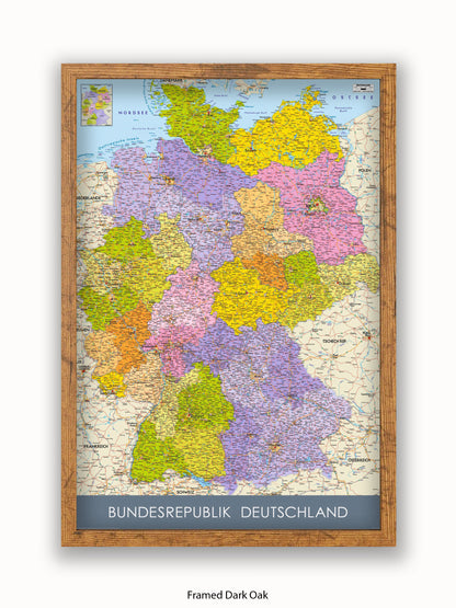 Germany Map II German Language Poster