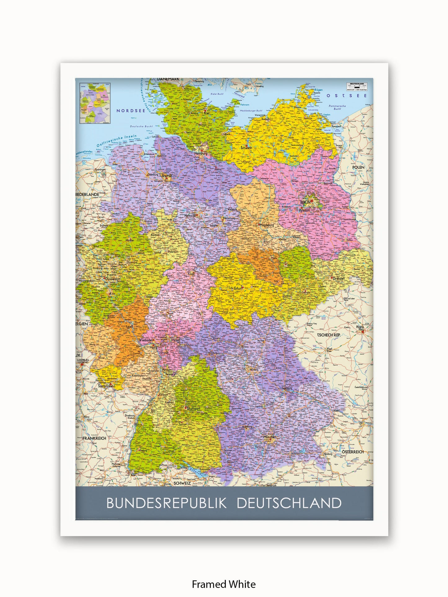 Germany Map II German Language Poster