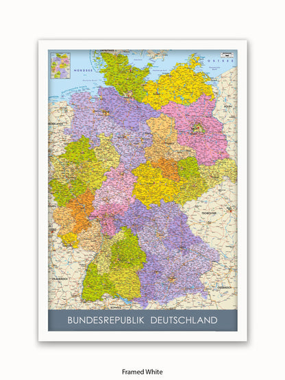 Germany Map II German Language Poster