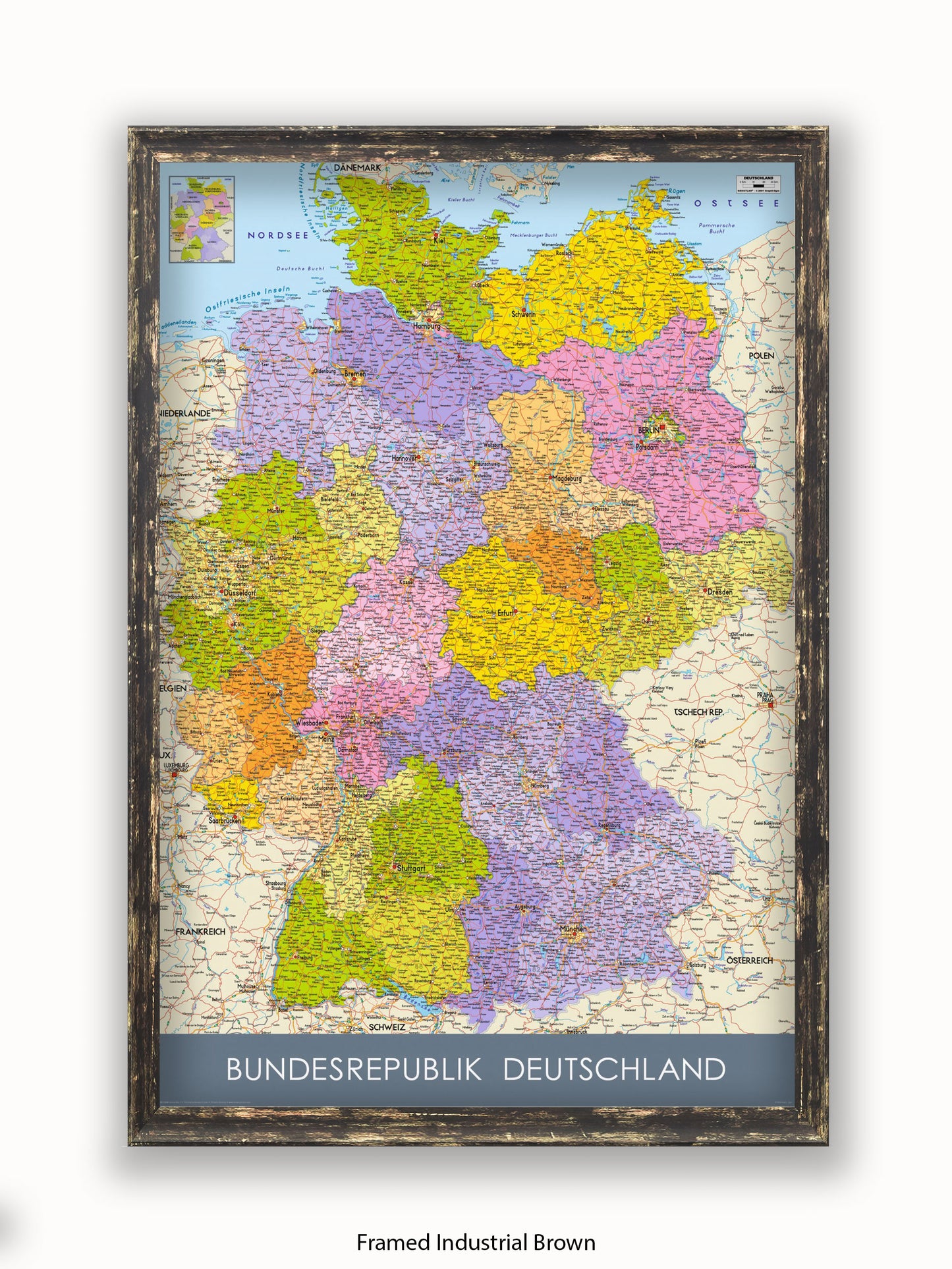 Germany Map II German Language Poster