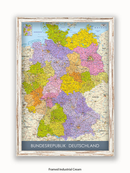 Germany Map II German Language Poster