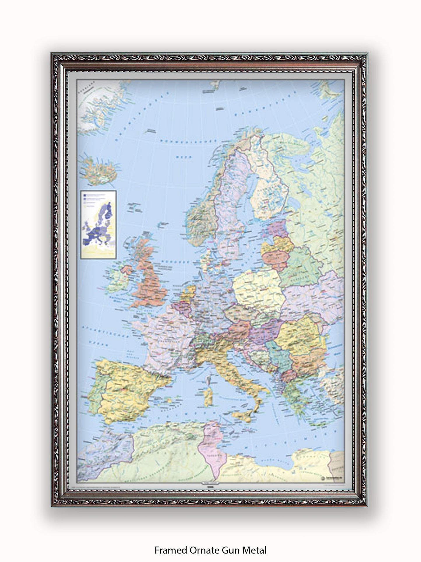 Europe Map German Language Poster