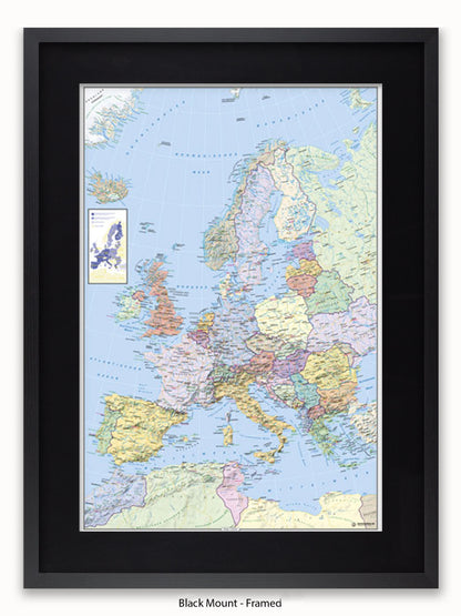 Europe Map German Language Poster