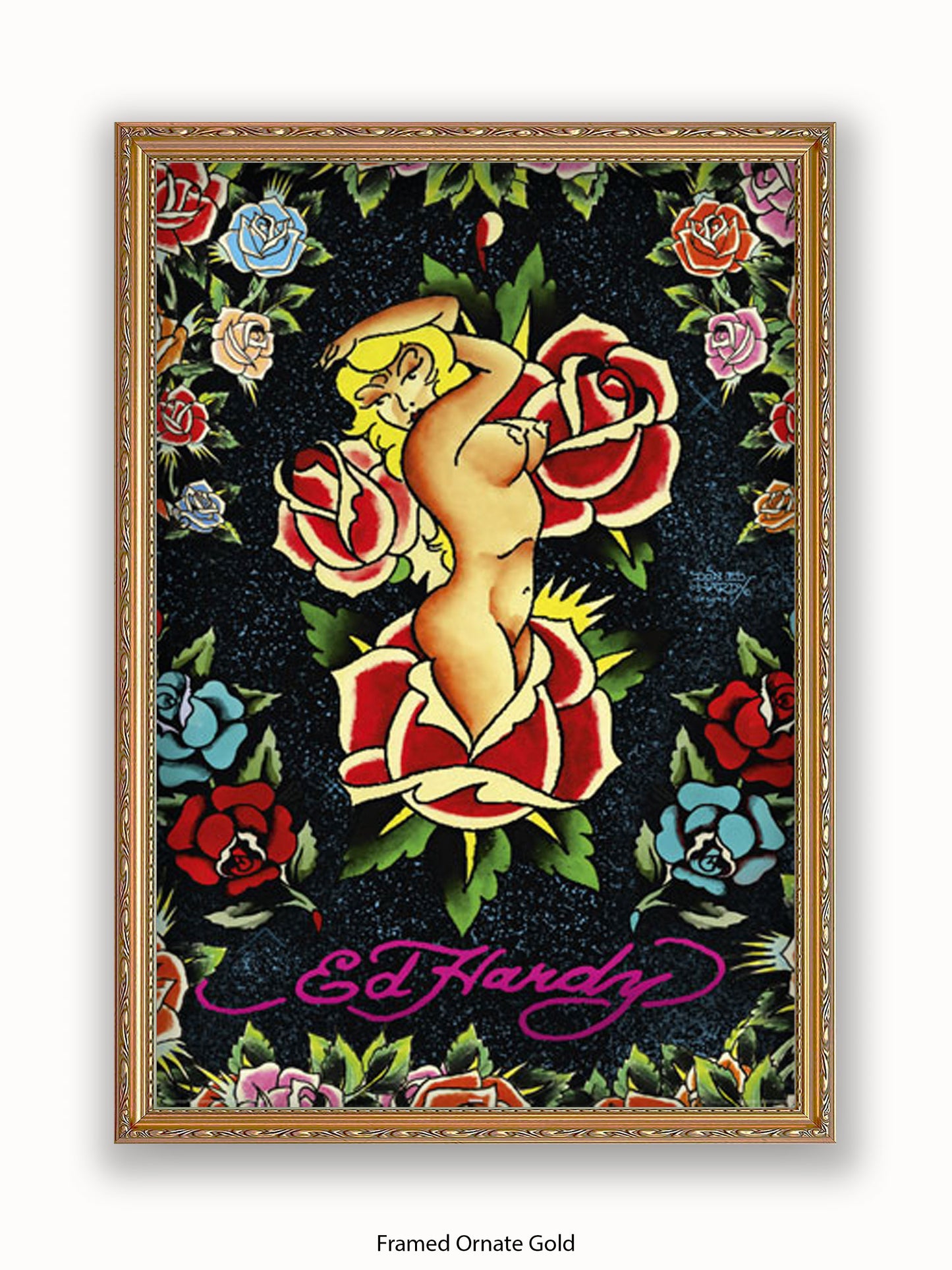 Ed Hardy Rose Pin Up Poster