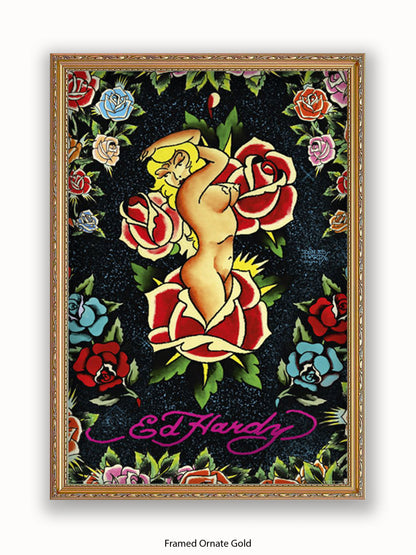 Ed Hardy Rose Pin Up Poster