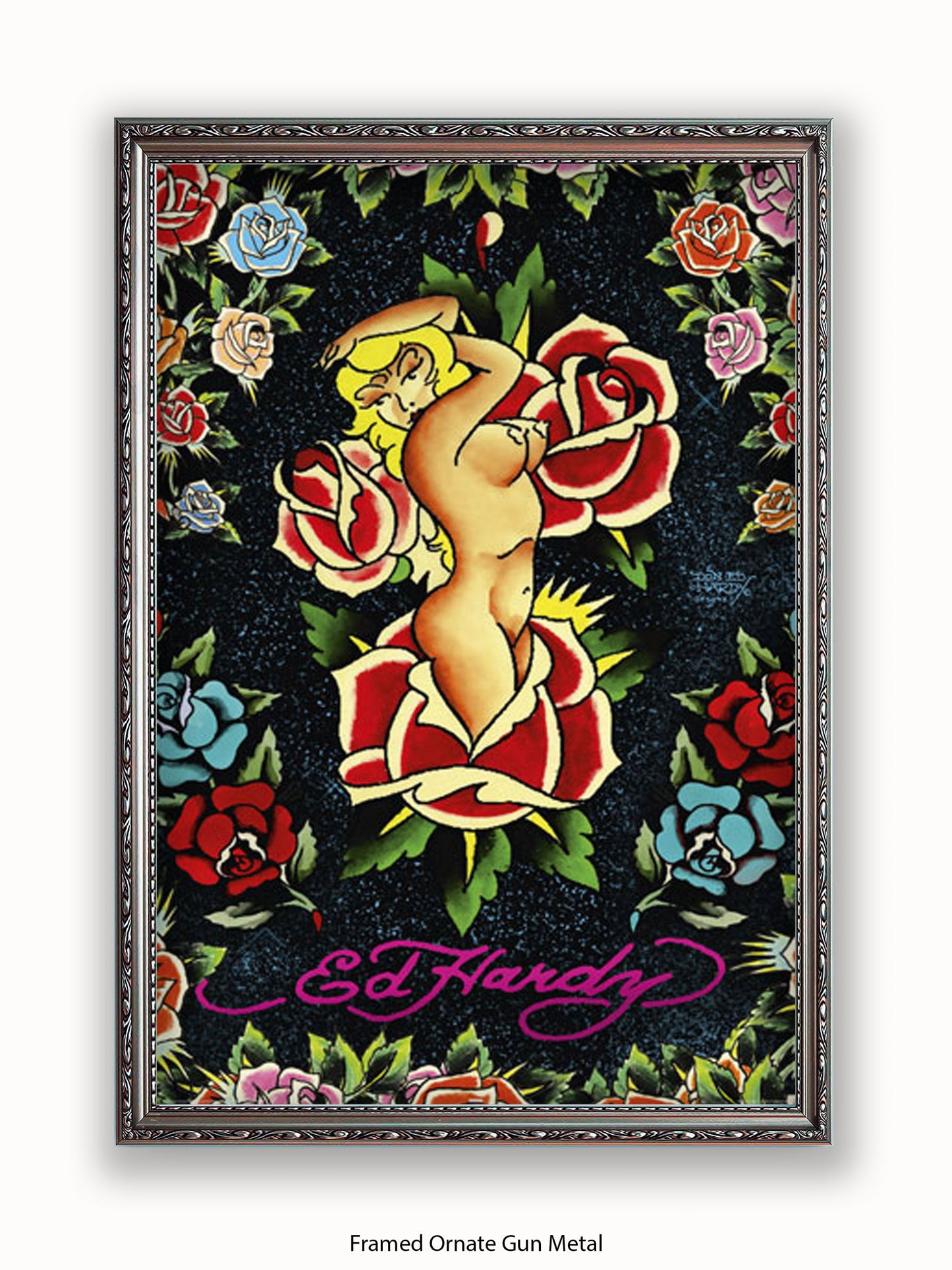 Ed Hardy Rose Pin Up Poster