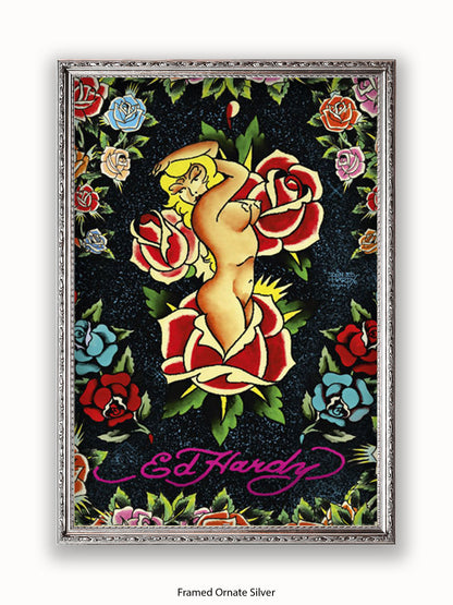 Ed Hardy Rose Pin Up Poster