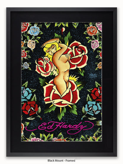 Ed Hardy Rose Pin Up Poster
