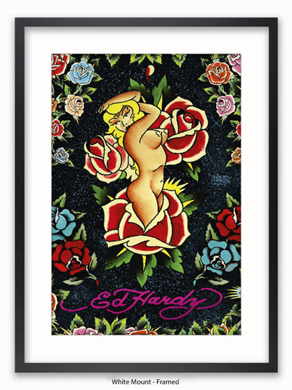 Ed Hardy Rose Pin Up Poster