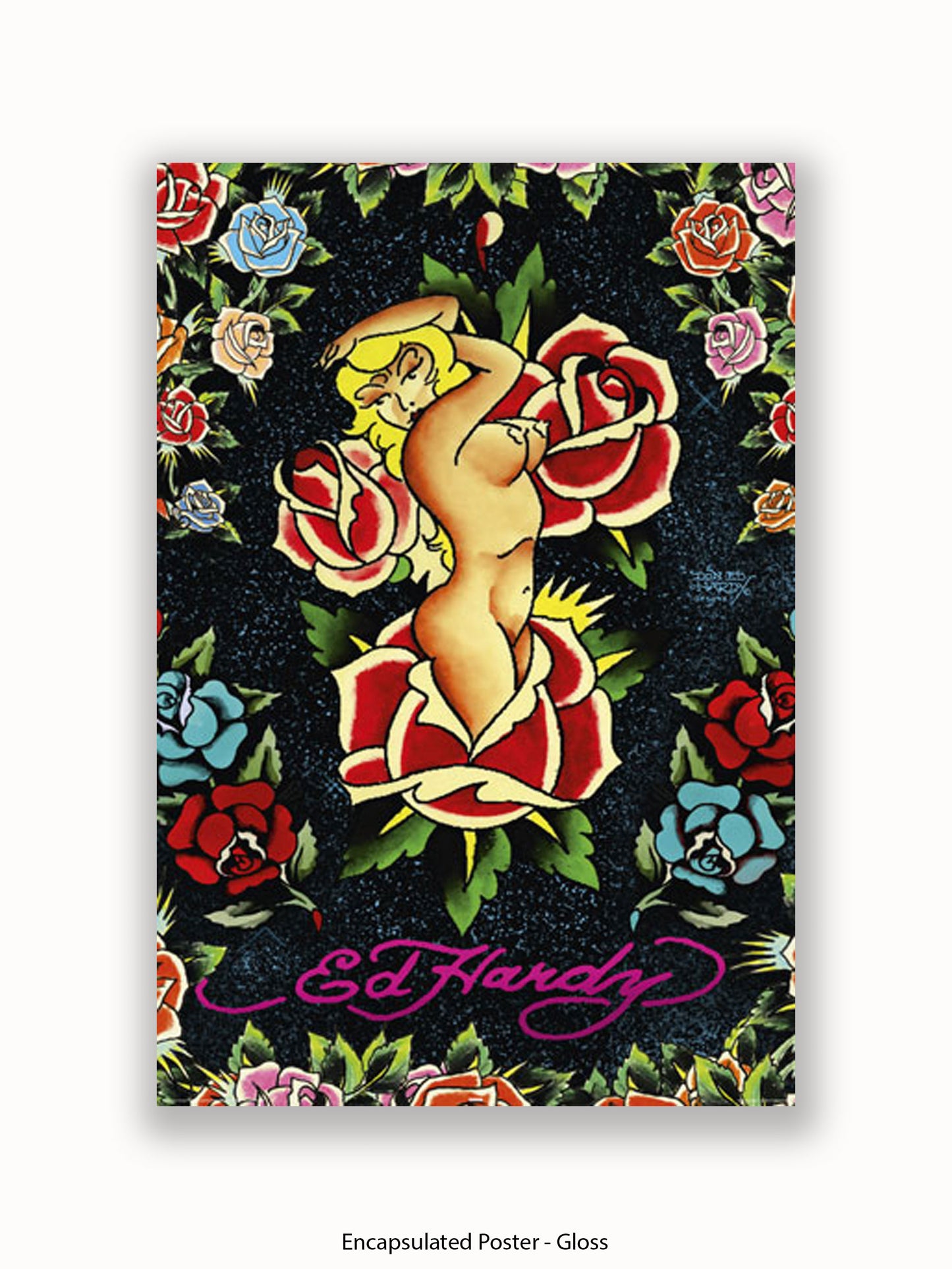 Ed Hardy Rose Pin Up Poster