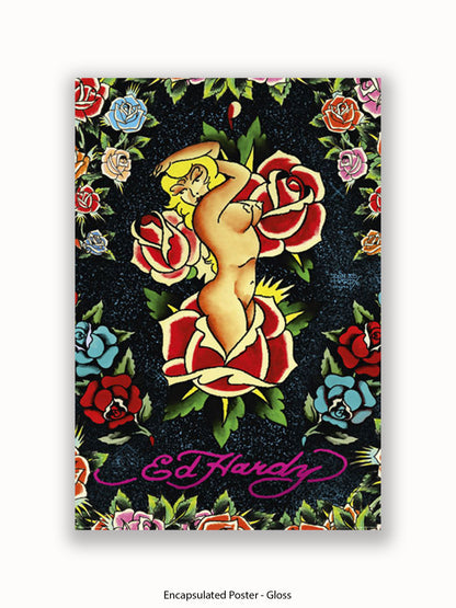 Ed Hardy Rose Pin Up Poster