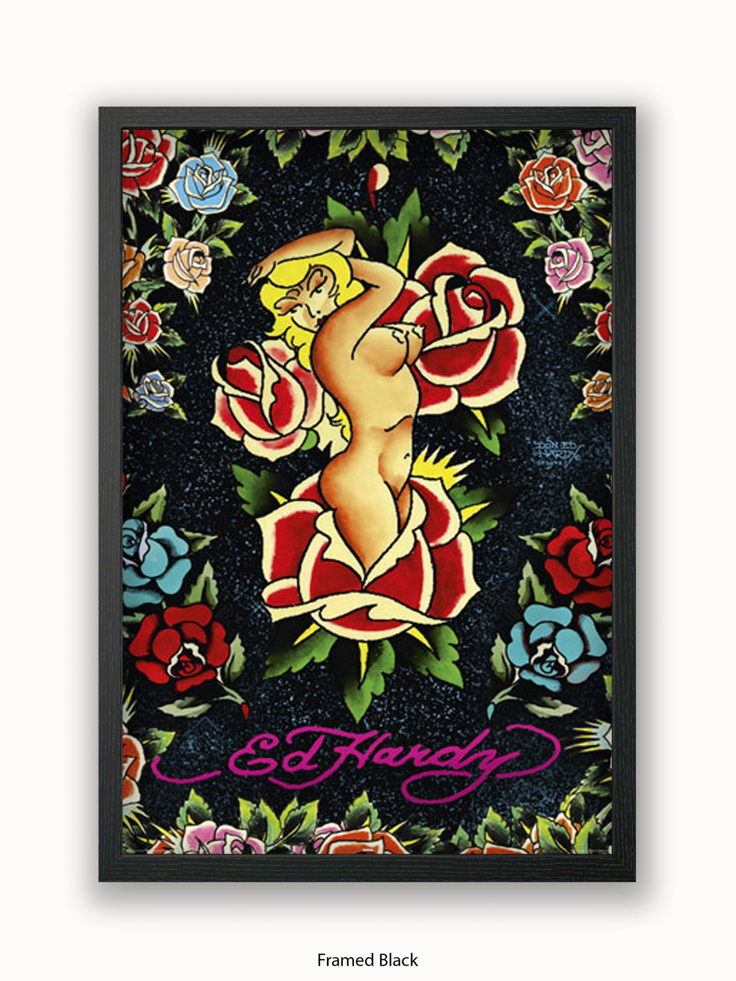 Ed Hardy Rose Pin Up Poster