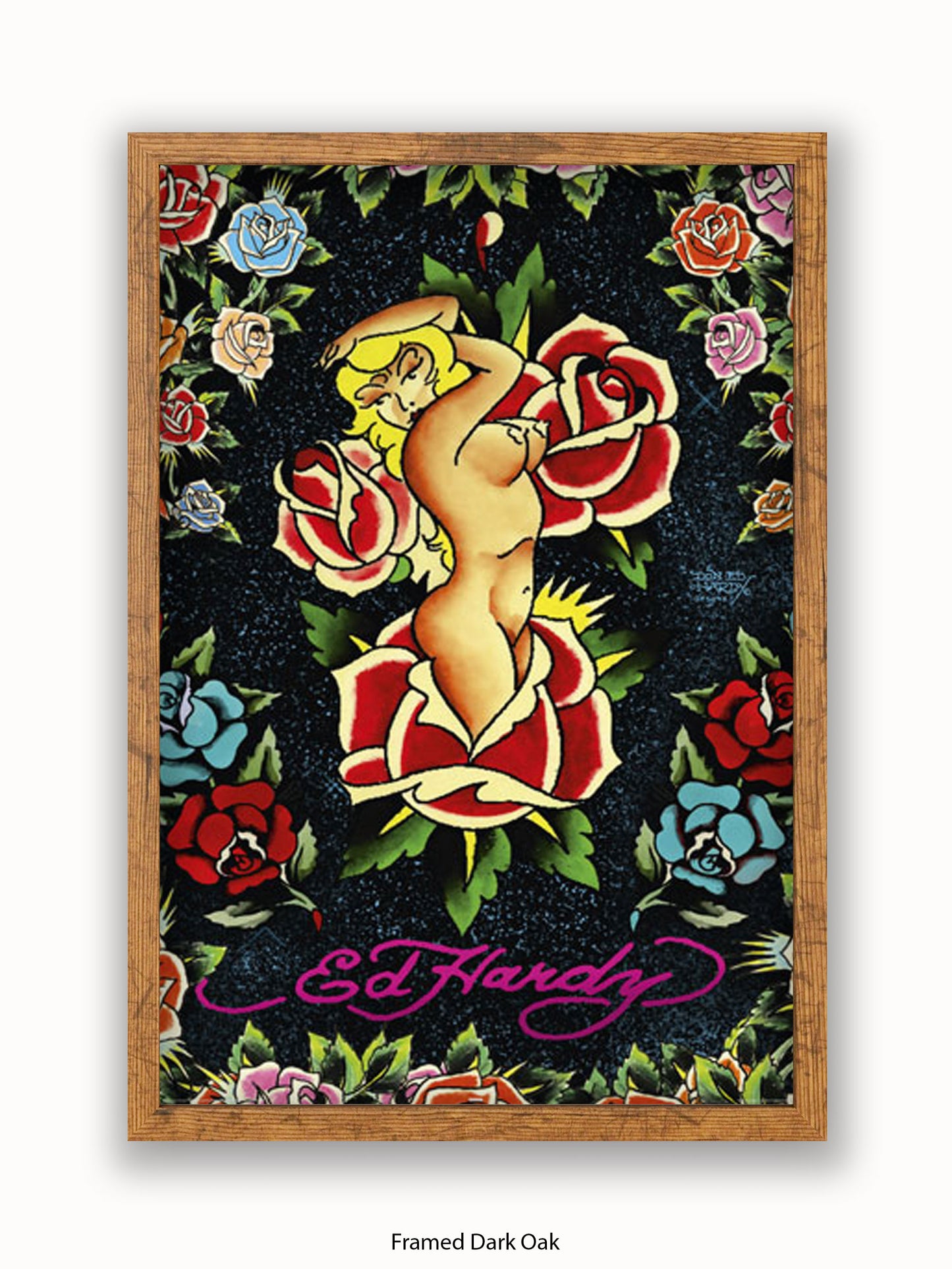 Ed Hardy Rose Pin Up Poster