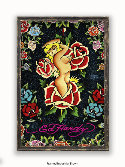 Ed Hardy Rose Pin Up Poster